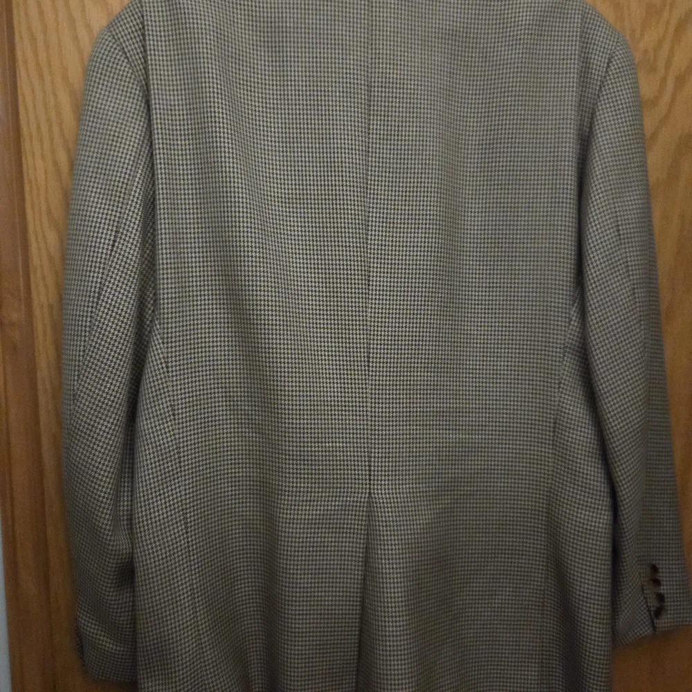 Chaps‎ Ralph Lauren Men's Tan Houndstooth Blazer Size 44 TALL